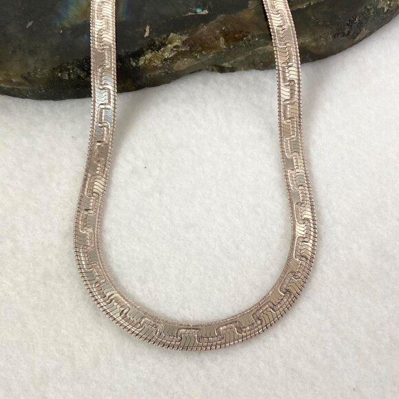 Milor Sterling Silver Italy Patterned Smooth Reversible Herringbone Chain 36" - Picture 13 of 16